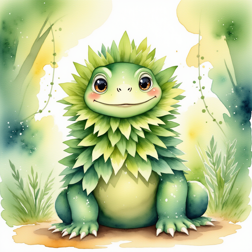 Blossom Sprout nodding with a friendly smile. In the background, rope bridges crossing