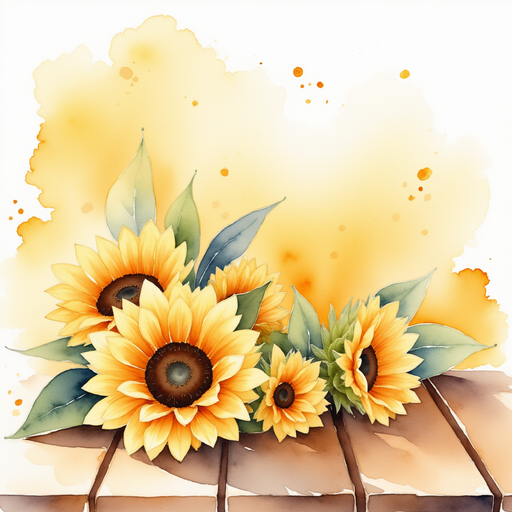 A pile of golden sunflowers glows softly on a wooden table. In the background, a swirl of sparkly dust floats.