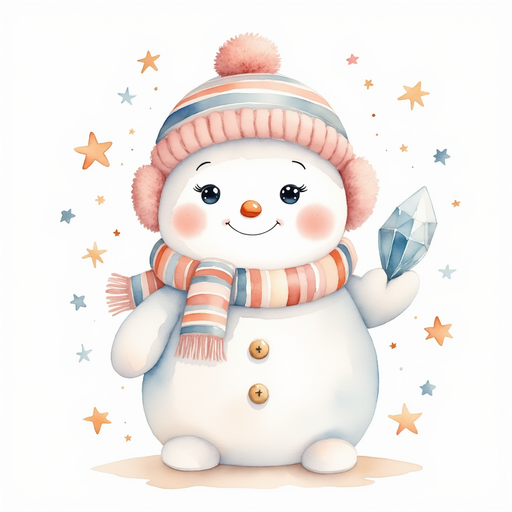 Frostyline stands calmly, offering a shiny crystal compass. In the background, soft star shapes float lazily.