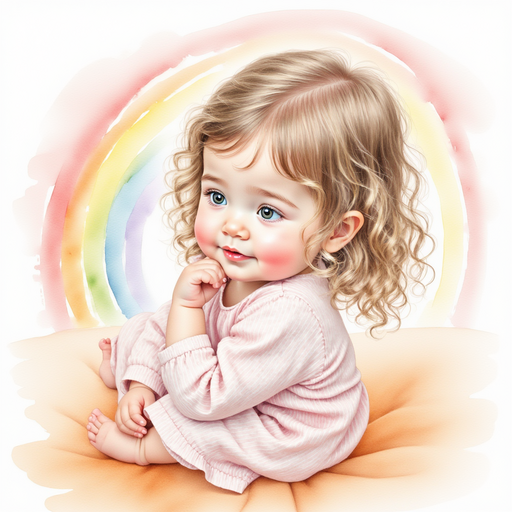 Sofia hugging Rainbow, looking thoughtful.