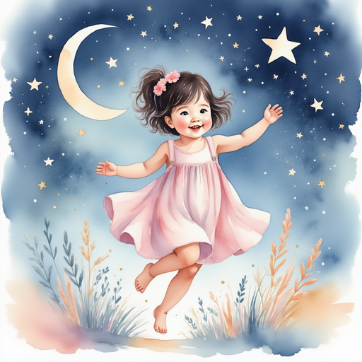 Grace dancing joyfully under the twinkling stars.