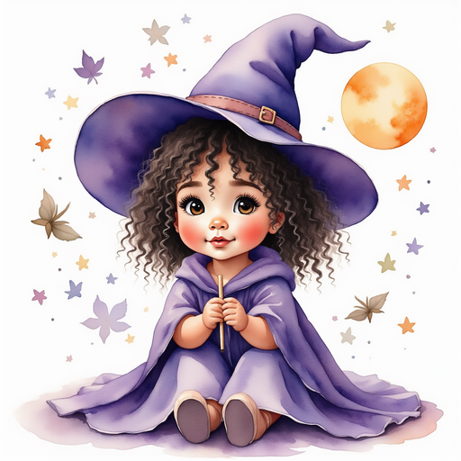 Willow Charms kneels, hugging her wand close to her heart. In the background, leaves flutter under the moon, creating gentle shadows.