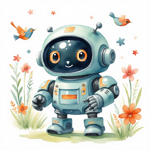 Blinky Sparx revealing a missing puzzle piece from his pocket. In the background, birds hop among the flowers.