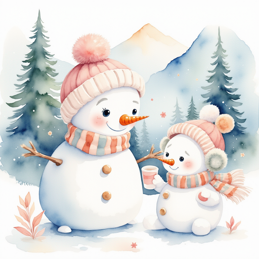Frostyline Fable greeting villagers, who are holding steaming cups. In the background, tall mountain pines circle the clearing