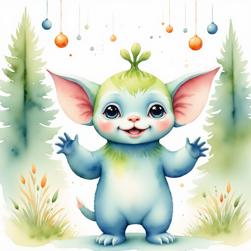 Zibloo raises his arms, leading the villagers in a cheerful melody. In the background, pine trees loom under lanterns that sway gently in the breeze.
