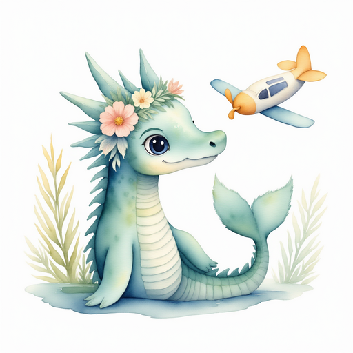 Nessie Sparkles leaning in close to look at the airplane’s wide wings.