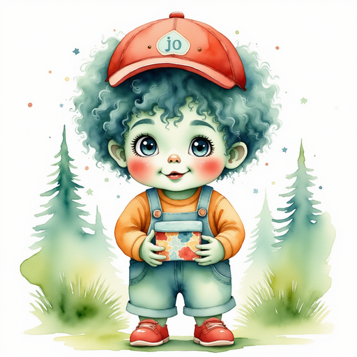 Zigzag Zander smiling at a small puzzle box. In the background, tall green trees.