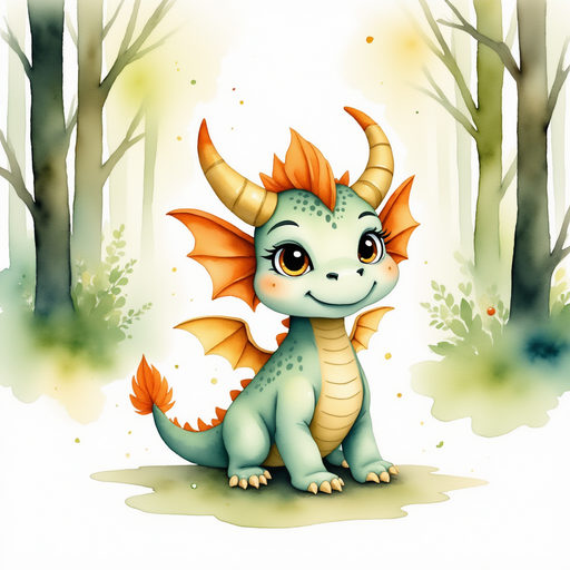 Show Ember Flare smiling as she practices a wave. In the background, tiny colorful lights float between the tree trunks.