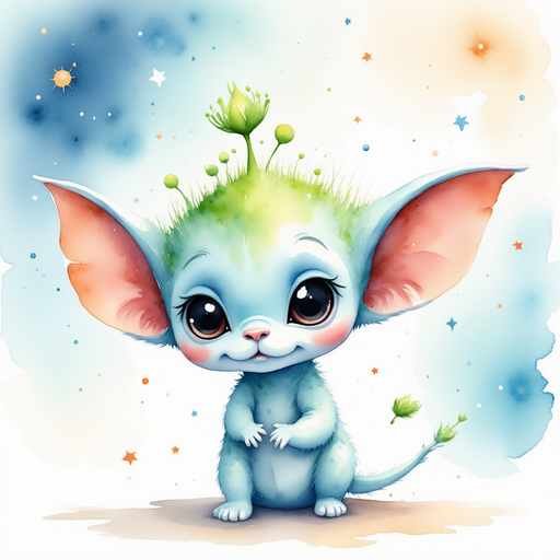 Show Zibloo tilting his head and tapping his foot to the lively music. In the background, swirling light patterns decorate the ground.