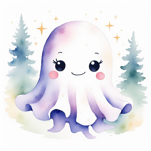 Glimmer Puff smiling, with sparkles around her as wind swirls by. In the background are tall trees leaning gently.