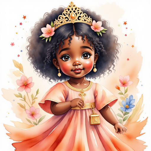 Show Queen Neena gently touching the flower’s stem. In the background, pink blossoms