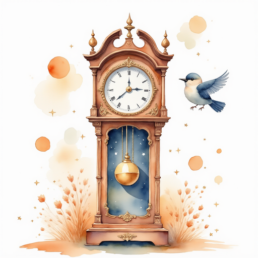A grandfather clock with a toy bird popping out