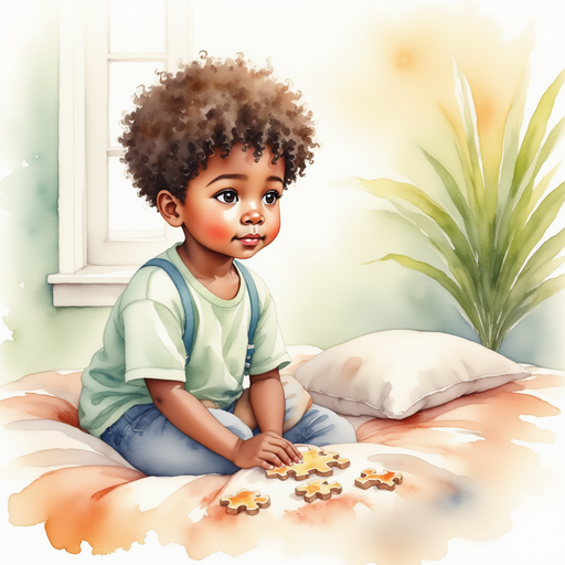 Michael sitting on his bed, trying to solve the puzzle.