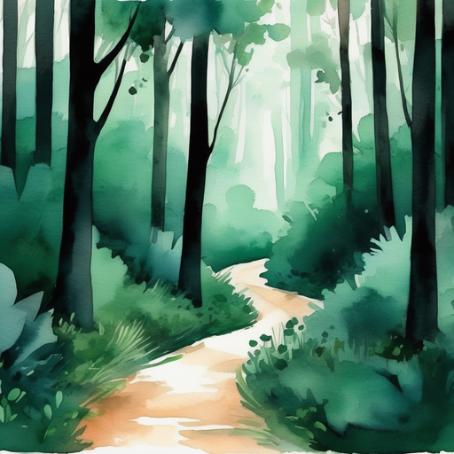 Dimly lit path through the dense, dark Emerald Forest.