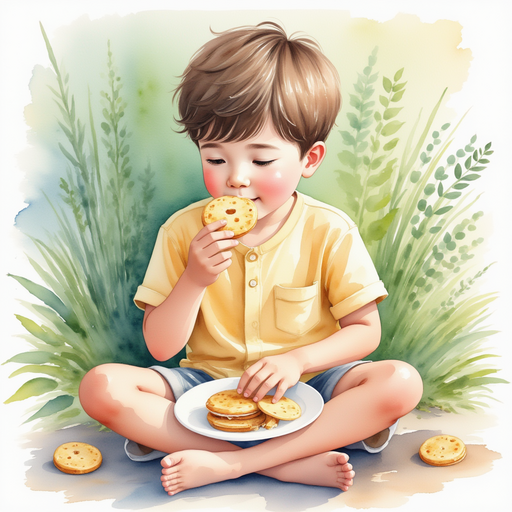 Lee eating the cookie.