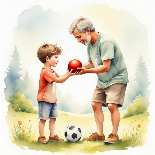 Diego receiving the golden soccer ball from his grandfather.