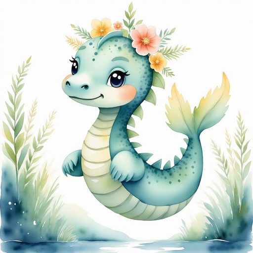 Nessie Sparkles hovers near the flooded riverbank, looking distressed. In the background, bent willow branches sway under the weight of the water.