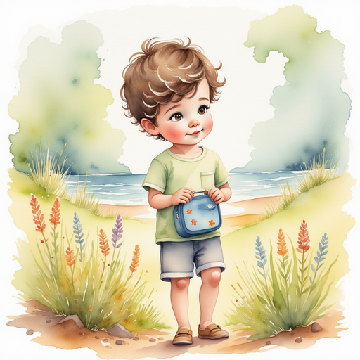 Diego looking at his new lunchbox