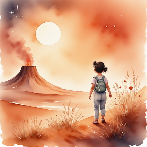 Grace is on Mars, looking at the tall volcano