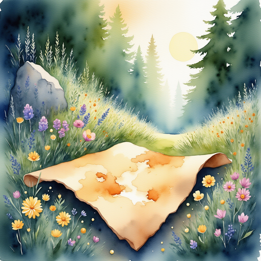 Adeline exploring the magical forest with wonder in her eyes. In the background, tall mystical trees form a canopy.