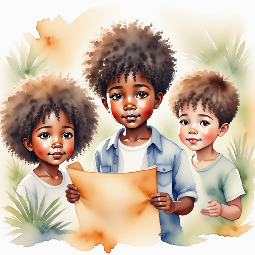 Michael holding the treasure map, his friends looking at him with anticipation.