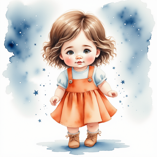 Isabelle listening intently as echoes of songs swirl around her. Snowflakes gently falling