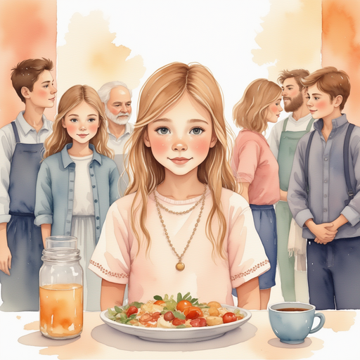 Vivian looking downcast, with a few townsfolk turning away from her food.