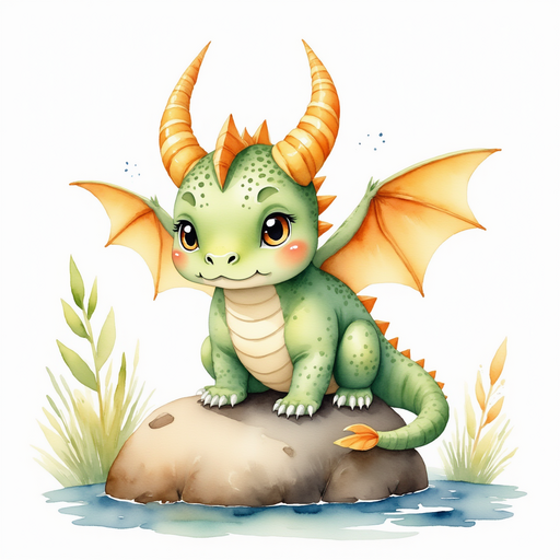 Ember Flare perched on a large rock, listening intently to distant voices. In the background, small waves ripple in a shallow stream.