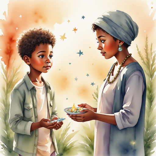 Michael's old female mother is handing him a magical puzzle.