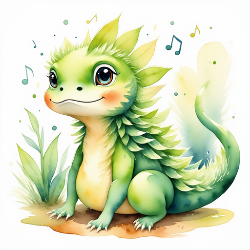 Blossom leans toward the fountain, smiling gently. In the background, water notes float around like music.