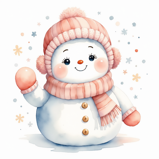 Frostyline Fable extends a comforting mitten with a soft smile. In the background, softly falling snow