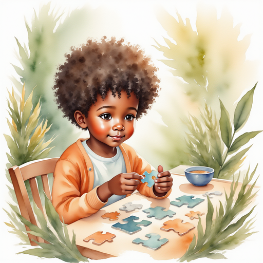 Michael patiently and respectfully assembling the puzzle.