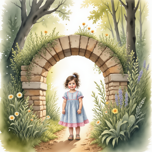 Sofia discovering the magical portal in her garden.