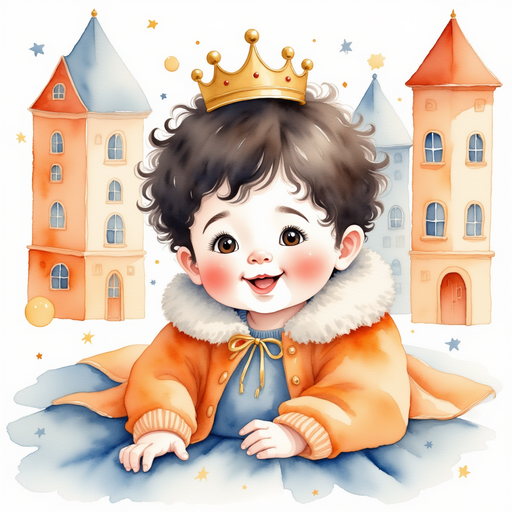 Show King Doodle Bum wiggling in a bouncy bed. In the background, tall houses with smiley windows