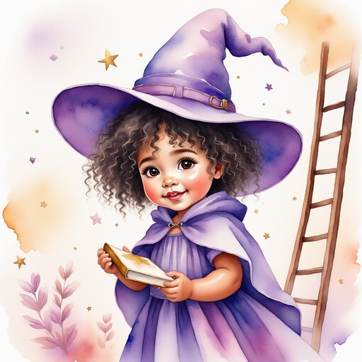 Willow Charms carefully lifting the golden-cornered book. In the background, a tall wooden ladder leaning against the shelves.