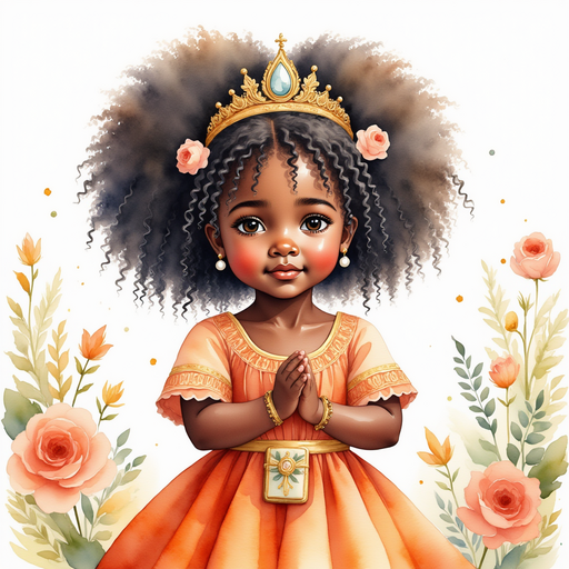 Queen Neena clasps her hands in front of her, looking determined. In the background, soft vines twist around blooming bushes.