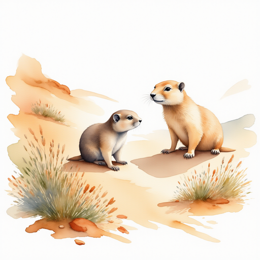 The friendly prairie dog pokes its head out of a small burrow, looking at Kate. In the background, small rocks and scattered sagebrush line the ground.