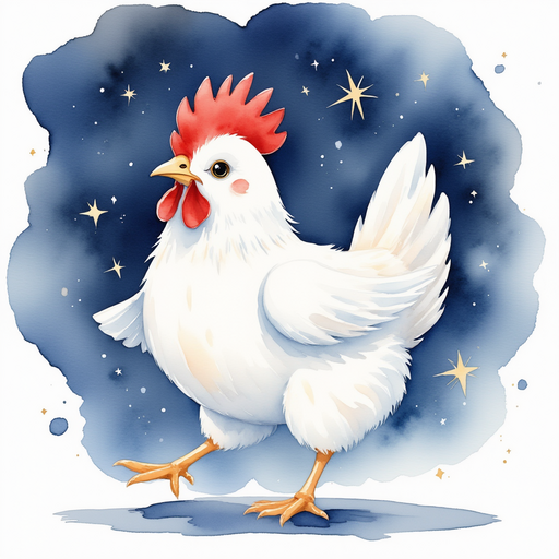 Cluckster flutters around in a tiny dance. In the background, starlight glimmers.