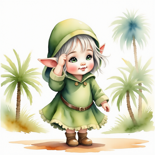 Show Flicker Sparkleaf shading her eyes, looking at the gusty sky. In the background, palm trees bend.
