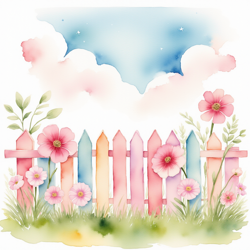 Show a large lollipop fence (no character). In the background, there are puffy marshmallow clouds.