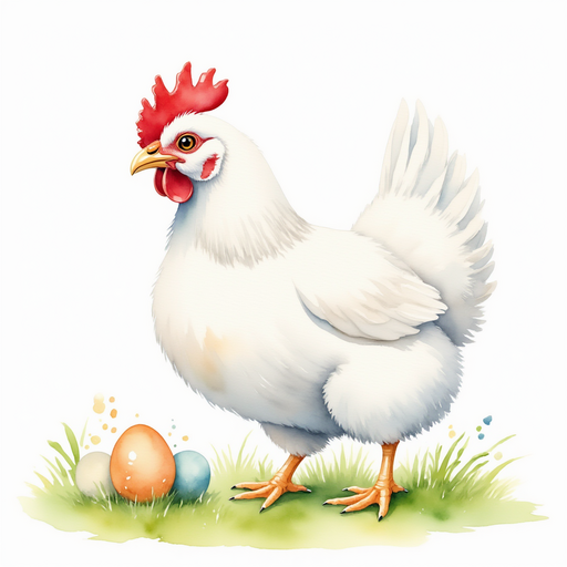 Show Cluckster tapping her feet in the grass. In the background, more tiny eggs sparkle.