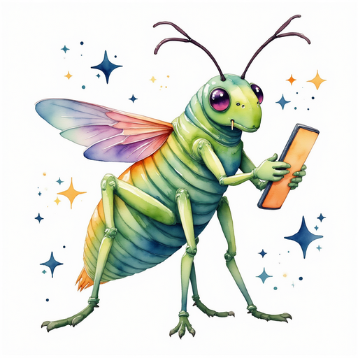 Buzzywhirl polishes a glowing gadget. In the background, floating star clusters.