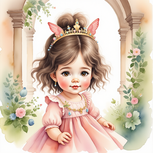Princess Zoombella bows gracefully in front of a tiny Butterfly Knight In the background, old stone columns covered in ivy