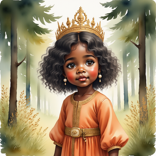 Queen Neena stands at the edge of the silent forest, looking thoughtful. In the background, tall trees with barely any sound
