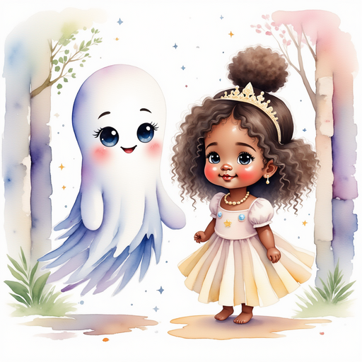 Show Glimmer Puff and Princess Zoombella - who is black - is smiling at the castle gate. In the background, tall castle walls can be seen