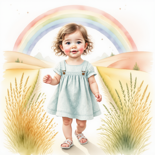 Sofia with fading rainbows in the background.