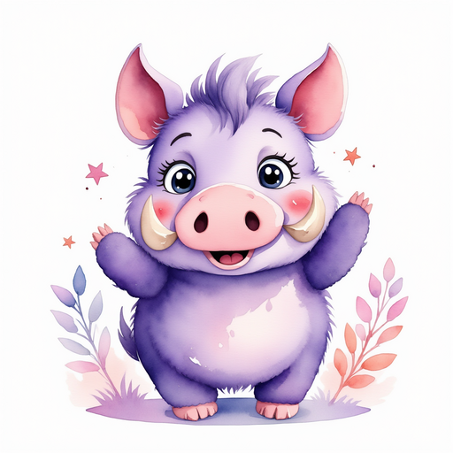 Brutus the purple warthog, pointing one hoof as he speaks, a playful grin on his face. In the background, drooping licorice leaves sway in a gentle wind