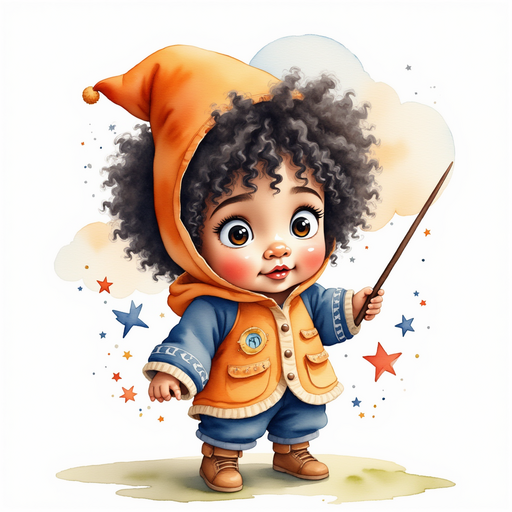 Zippy bravely raises his wand with a determined look on his face. In the background, rolling clouds move swiftly across the sky