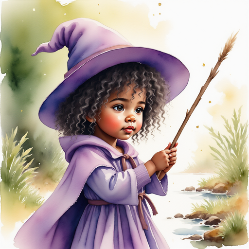 Willow Charms stares at her wand, which looks dull and lifeless. In the background leaves swirl by the creek