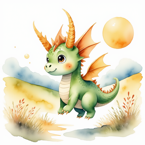 Ember Flare hovers near a rocky path with a happy flutter. In the background, rolling hills shimmer under the morning sun.